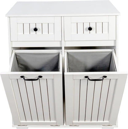 Laundry Hamper Cabinet with 2 Baskets & 2 Drawers, 31.5" Bathroom Clothes - Image 5