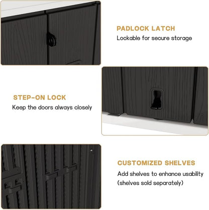 KINYING Outdoor Horizontal Storage Sheds, 37 Cu.ft Outdoor Storage Cabinet - Image 9