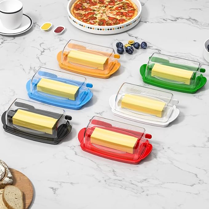 Butter Dish with Lid and Knife, Large Plastic Flip Top Butter Dishes Clear - Image 7