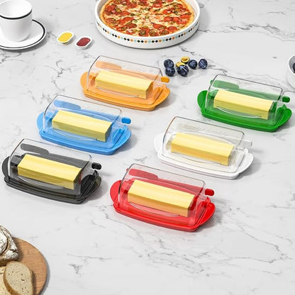 Butter Dish with Lid and Knife, Large Plastic Flip Top Butter Dishes Clear - Image 7