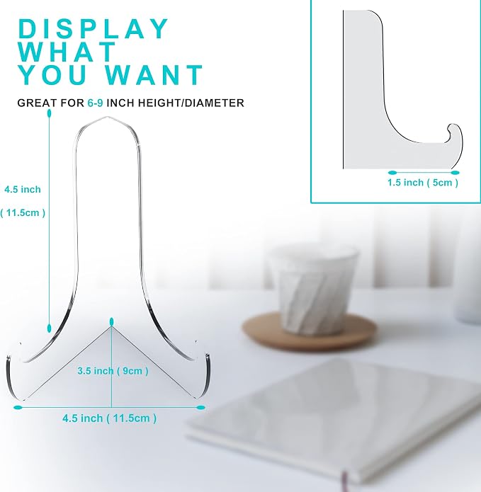 Boloyo 60-Degree Angle Acrylic Plate Display Stand, 4.5 Inch 5PC Clear Acrylic - Image 2