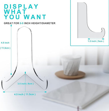 Boloyo 60-Degree Angle Acrylic Plate Display Stand, 4.5 Inch 5PC Clear Acrylic - Image 2