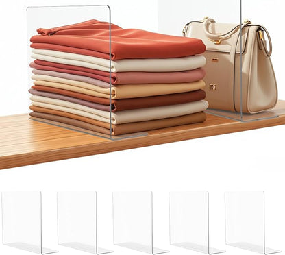 Acrylic Shelf Dividers for Closet Organization: 12" Tall x 10" Deep Closet by Lebouri