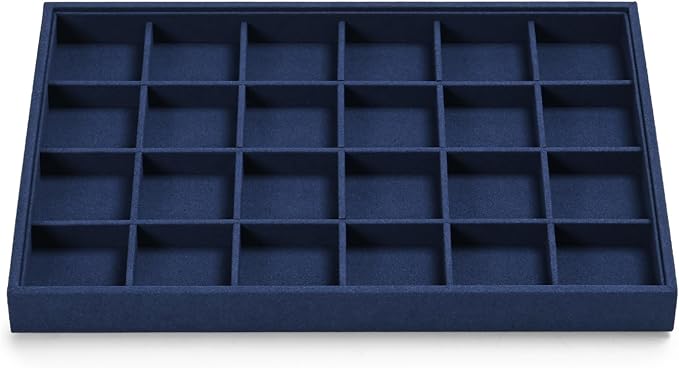 24 Grids Jewelry Tray Earring Organizer Tray Microfiber Jewelry Display Tray - Image 4