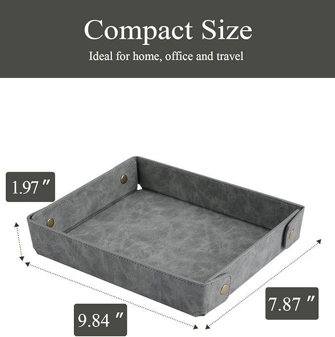 CASIRENA Father's Day Gifts Faux Leather Valet Tray Organizer - Image 4