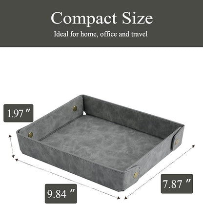CASIRENA Father's Day Gifts Faux Leather Valet Tray Organizer - Image 4
