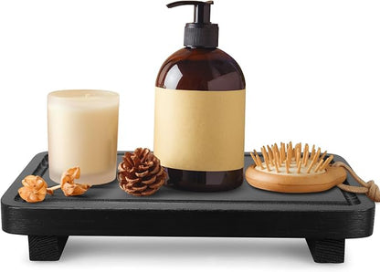 Black Bathroom Counter Organizer Wood Risers Display Pedestal Stand Kitchen by Gtencemen