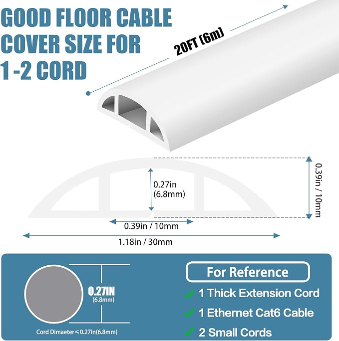 Floor Cord Covers for Wires 20FT Cable Hider Wire Coverr Self Adhesive Cord - Image 2