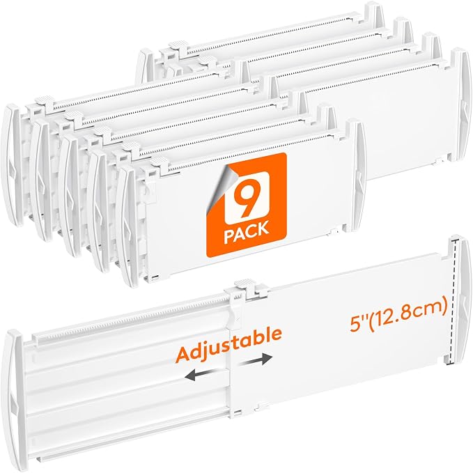 Lifewit 5" Tall 9 Pack Deep Drawer Dividers, 11.5-18.5" Expandable Drawer by Lifewit