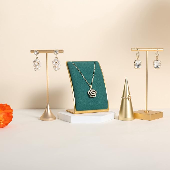 GemeShou Green Necklace display stand, Velvet Jewelry necklace display holder - Image 9
