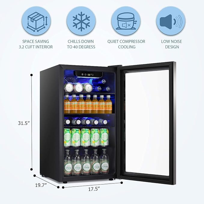 Antarctic Star Beverage Refrigerator Cooler -120 Can Glass Door Mini Fridge - Image 5