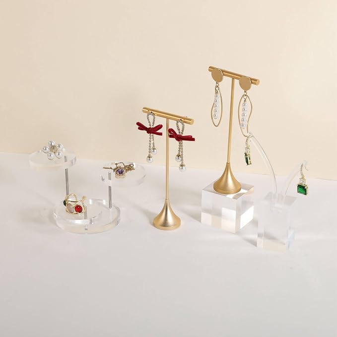 GemeShou Single Gold Earring T bar Stand, Metal earring display holder - Image 3