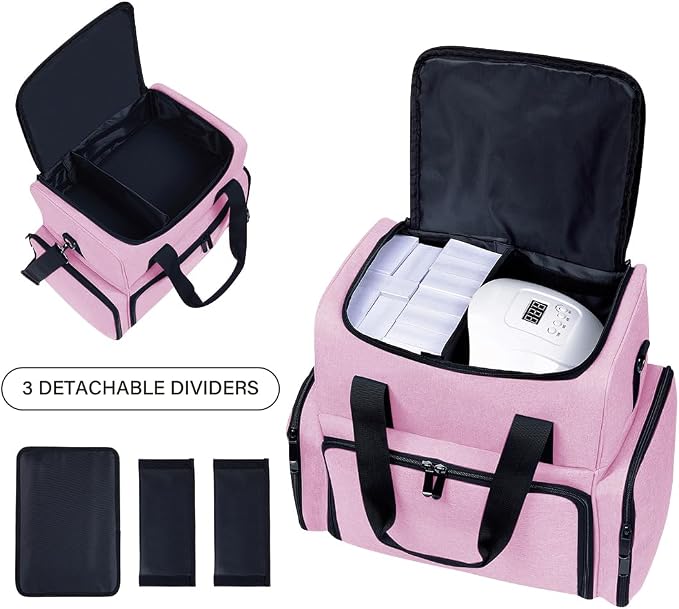 Large Makeup Cosmetic Bag with 3 Removable Case and 2 Removable Dividers Double - Image 4