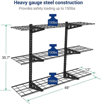 FLEXIMOUNTS 3 Tier 1x4ft Garage Storage Wall Shelving, 12x48inch per Shelf - Image 3