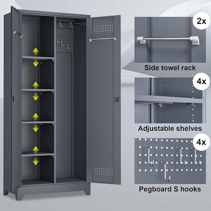 Metal Tool Storage Cabinet, Broom Closet - Image 4