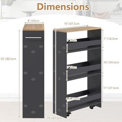 Slim Rolling Storage Cart, 4 Tier Narrow Kitchen Cart - Image 7