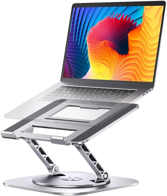Adjustable Computer Stand with 360 Rotating Base, Ergonimic Foldable Laptop by Aoevi