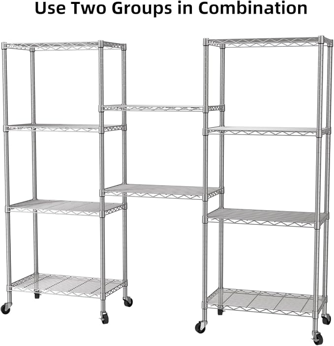 SINGAYE 5 Shelves Storage Shelf Wire Closet Bathroom Organizers Metal Pantry - Image 6