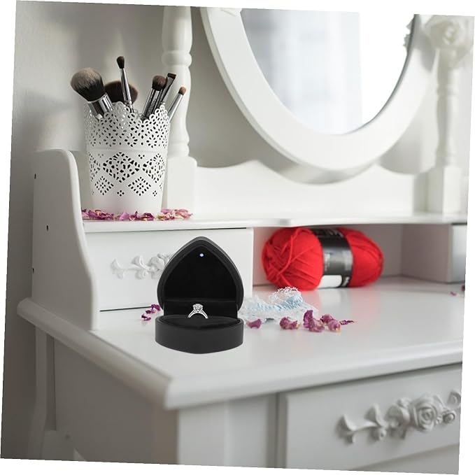 Heart Shaped Jewelry Box with LED Light Ring Case - Image 9