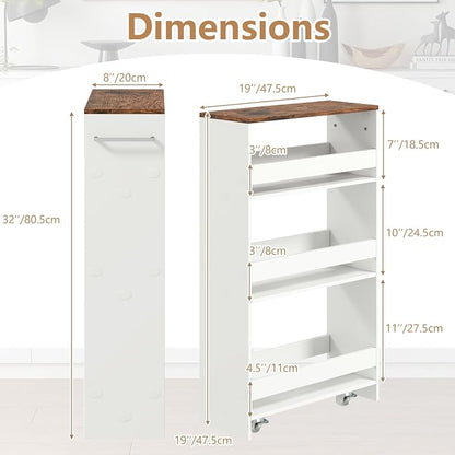 Slim Rolling Storage Cart, 4 Tier Narrow Kitchen Cart - Image 7