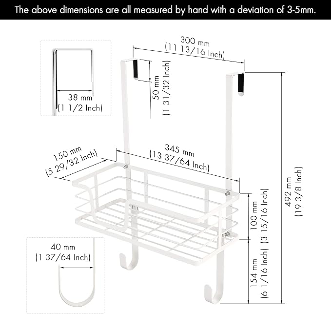 KES Ironing Board Hanger Over The Door, T-Leg Holder, - Image 6