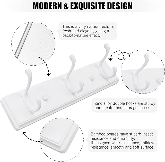 Wooden Coat Rack, Wall-Mounted Organizer - Image 3