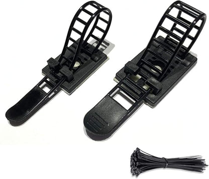 50pcs 2 Sizes Adjustable Adhesive Cable Ties Cable Clips Wire Strap Cord Clamp by Makarios