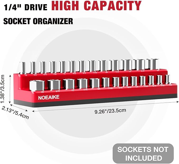 1/4 Inch Magnetic Socket Organizer, Holds 52 Pcs Standard and Deep Size Sockets - Image 4