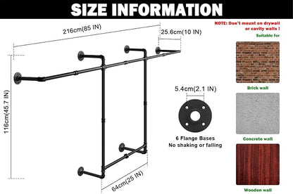 Livabber Industrial Pipe Clothes Rack, Heavy Duty Detachable Iron Garment Rack - Image 2