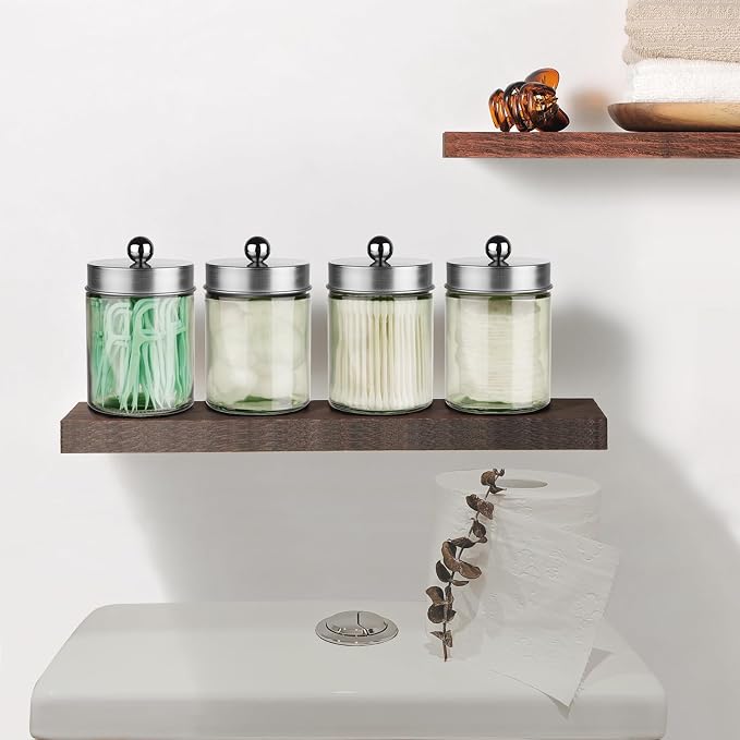 Amolliar Sage Green Glass Apothecary Jar, Qtip Holder Metal Lid & Sticker - Image 4