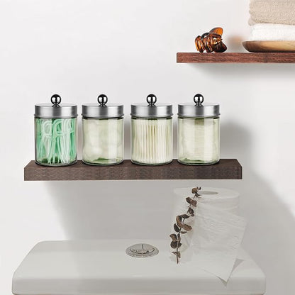 Amolliar Sage Green Glass Apothecary Jar, Qtip Holder Metal Lid & Sticker - Image 4
