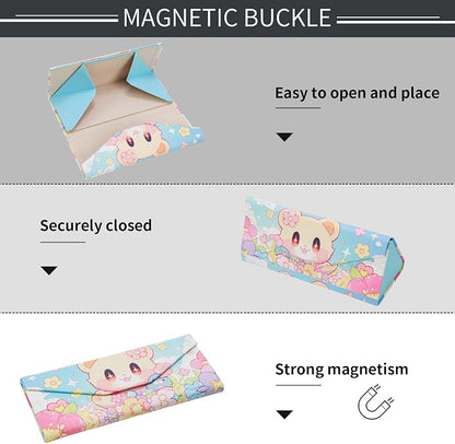 Foldable Glasses Case, Magnetic PU Leahter Sunglasses Case, Cute Hard Shell - Image 6