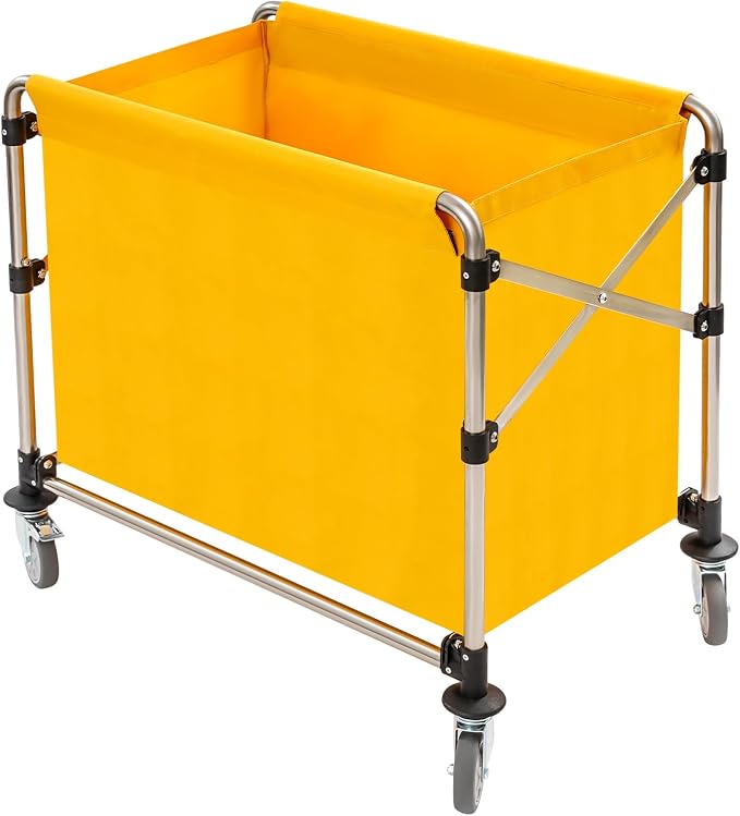 Commercial Laundry Cart with Wheels, Folding Laundry Hamper Cart, Heavy Duty by Eapmic