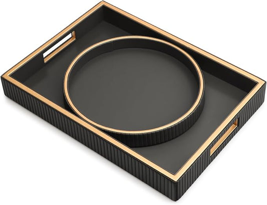 SANZIE Leather Tray Desktop Storage Organizer Premium Serving Tray Decorative by SANZIE