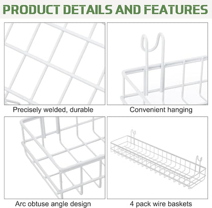 Blulu 4 Pcs 15.75 x 3.94 x 1.97 Inch Metal Grid Wall Baskets - Image 4