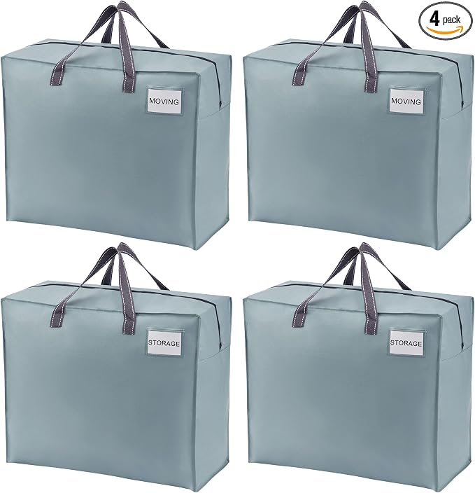VENO 4 Pack Heavy Duty Moving Bags, Storage Bags, Packing Supplies, Top Zipper by Veno