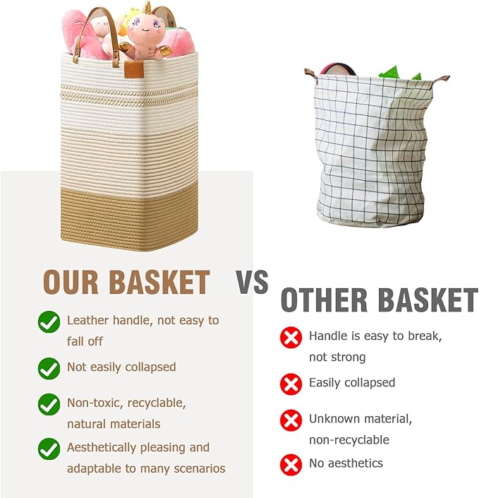 danpinera Large Laundry Hamper – 75L Tall Woven Cotton Storage Basket - Image 6