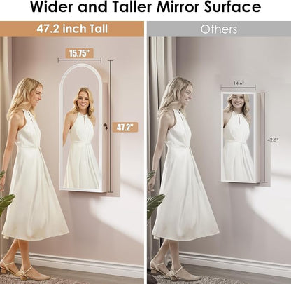 47in Tall Jewelry Cabinet Organizer, Arched Wall or Door Mounted Jewelry Armoire - Image 4