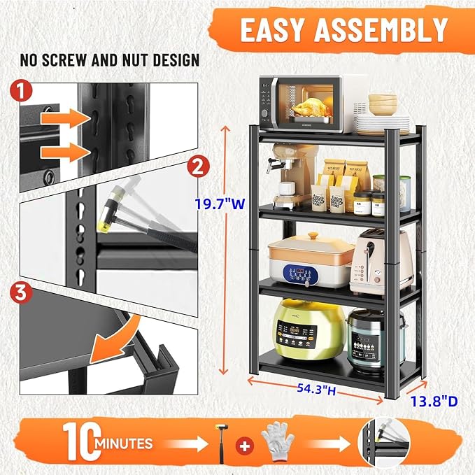 4 Tier Shelf, Adjustable, Easy Assembly, Organization and Storage Shelving Unit - Image 3