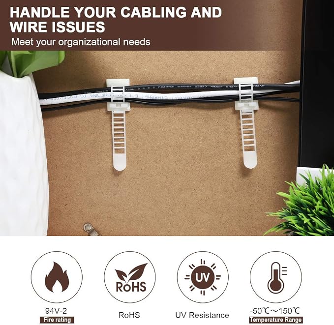 Adhesive Cable Management Clips, Extra Screw & Hole - Image 2