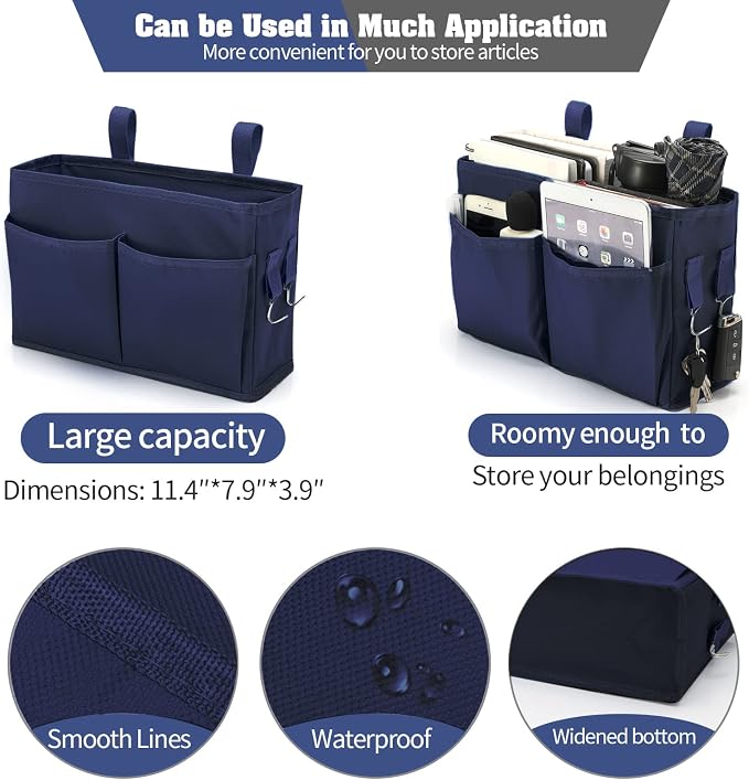 Bseash Bunk Bed Organizer, Bedside Caddy Hanging Bed Organizer Storage Bag - Image 3