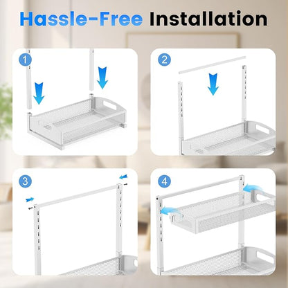 Metal Under Sink Organizer, Pull Out Cabinet Organizer Rack - Image 9