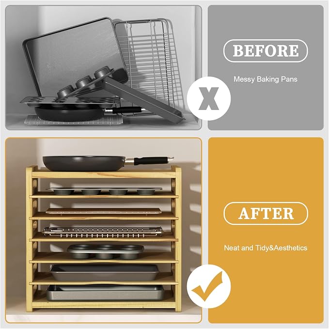 7 Tier Wooden Cabinet Tray Dividers, Kitchen Cabinet Tray Divider - Image 6