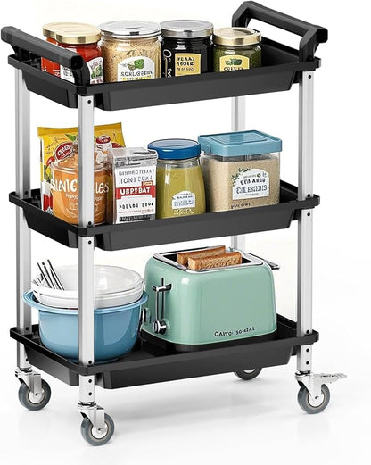 3 Tier Rolling Cart, Plastic Utility Cart by ONCUPID