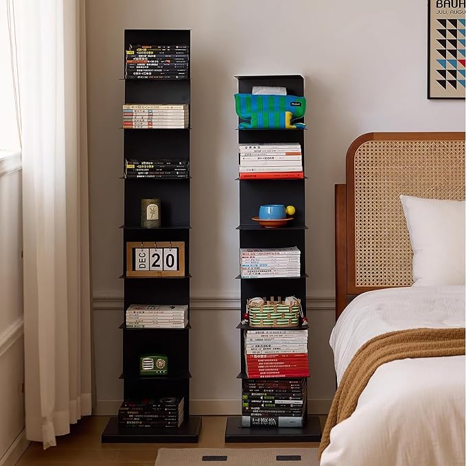Invisible Vertical Spine Bookshelf Tower, Tall Narrow Metal Bookshelf - Image 2