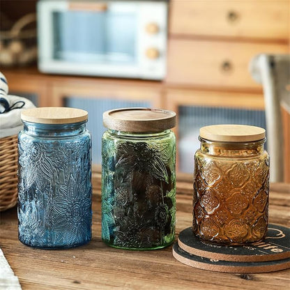 ANSQU Set of 2 Vintage Blue Glass Storage Jars - Image 5