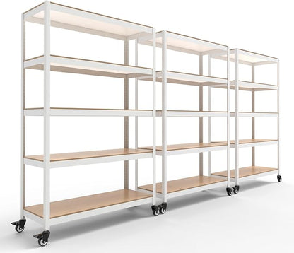 HOMEDANT House White 5-Tier Metal Boltless Rolling Cart Shelf Rack Casters by TheBestOrganizingSolution