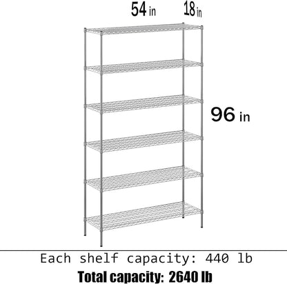 18" Deep x 54" Wide x 96" Height Wire Shelving Kit | 6-Tier | NSF Commercial - Image 3