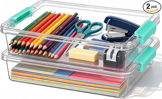 6 Qt Clear Plastic Storage Bins Containers by FAMOVELL