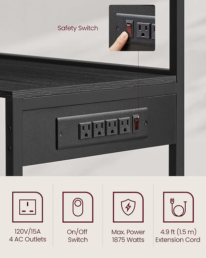 VASAGLE Bakers Rack with Power Outlet, 35.4 Inches Microwave Stand, Coffee Bar - Image 5